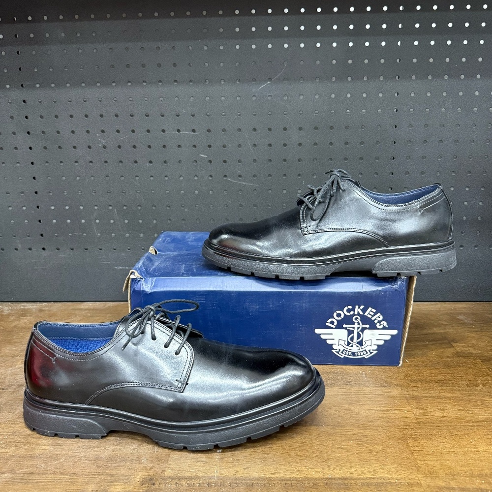 Used W/ Box! Men's Dockers Tradeston Comfy Black Business Casual Shoes Size 13